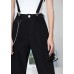 Art Black High Waist Pockets Carpenter Pants